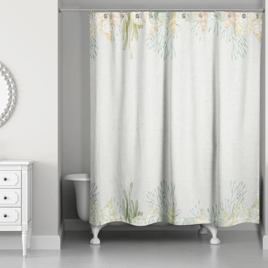 Holiday Sea Plants Patterned Fabric Shower Curtain